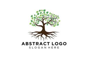 Green tree logo design natural and abstract leaf. vector