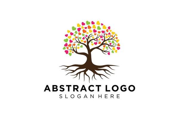 Green tree logo design natural and abstract leaf.