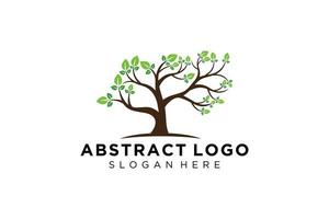 Green tree logo design natural and abstract leaf. vector