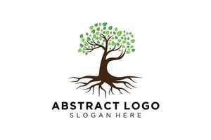 Green tree logo design natural and abstract leaf. vector