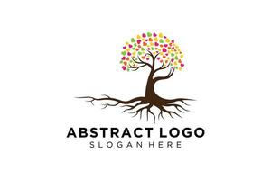 Green tree logo design natural and abstract leaf. vector