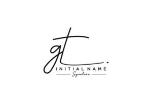 Initial GT signature logo template vector. Hand drawn Calligraphy lettering Vector illustration.