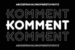 Solid and outline rounded alphabets set vector