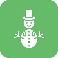 Snowman Glyph Round Corner Background Icon vector