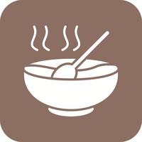 Soup Glyph Round Corner Background Icon vector
