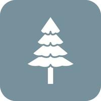 Pine Tree Glyph Round Corner Background Icon vector