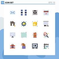 Set of 16 Vector Flat Colors on Grid for email sauna layout wireframe date Editable Pack of Creative Vector Design Elements