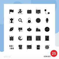 Set of 25 Modern UI Icons Symbols Signs for cord security calendar account password Editable Vector Design Elements