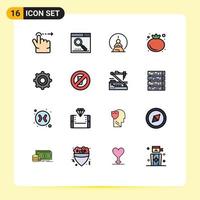 Set of 16 Modern UI Icons Symbols Signs for setting vegetable mental concentration tomato mind Editable Creative Vector Design Elements