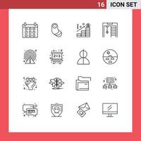 Modern Set of 16 Outlines Pictograph of blackboard circle dollar caution rings Editable Vector Design Elements