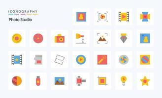 25 Photo Studio Flat color icon pack vector