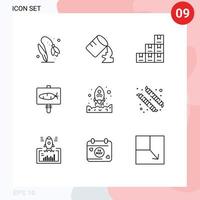 Set of 9 Commercial Outlines pack for up rocket boxes launching easter Editable Vector Design Elements