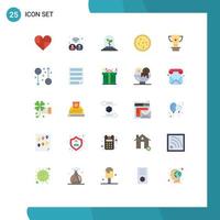 Universal Icon Symbols Group of 25 Modern Flat Colors of achievement award technology trophy food Editable Vector Design Elements