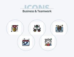 línea de negocios y trabajo en equipo lleno de icono paquete 5 diseño de icono. clasificación. de primera calidad. evento. trabajar. ocurrencia vector