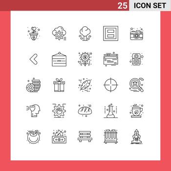 Modern Set of 25 Lines Pictograph of layout display computing tree green Editable Vector Design Elements