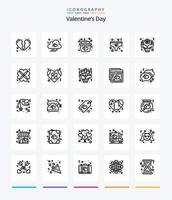 Creative Valentines Day 25 OutLine icon pack  Such As love. bouquet. heart. underwear. love vector