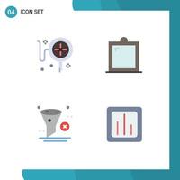 Mobile Interface Flat Icon Set of 4 Pictograms of tracking filter decor window trash Editable Vector Design Elements