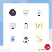 Set of 9 Modern UI Icons Symbols Signs for notepad imac concept device computer Editable Vector Design Elements