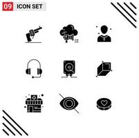 Stock Vector Icon Pack of 9 Line Signs and Symbols for music headset announcement headphones man Editable Vector Design Elements