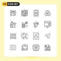 16 Creative Icons Modern Signs and Symbols of wine color percentage rgb service Editable Vector Design Elements