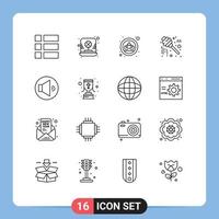 paquete de iconos vectoriales de stock de 16 signos y símbolos de línea para elementos de diseño vectorial editables de máscara de tarro de trébol de dulces de sonido vector