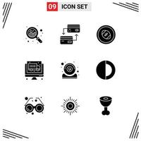 Set of 9 Commercial Solid Glyphs pack for hardware economy football truck rugby scrum Editable Vector Design Elements