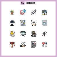 Set of 16 Modern UI Icons Symbols Signs for protection ad infographic billboard bread rolling pin Editable Creative Vector Design Elements