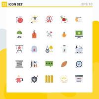 User Interface Pack of 25 Basic Flat Colors of gaming computer medal character food Editable Vector Design Elements