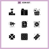 Modern Set of 9 Solid Glyphs and symbols such as rgb file bucket announcement loud speaker Editable Vector Design Elements