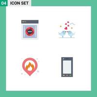 4 concepto de icono plano para sitios web móviles y aplicaciones encriptación boda caja de seguridad corazones ubicación elementos de diseño vectorial editables vector