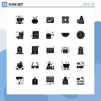 Universal Icon Symbols Group of 25 Modern Solid Glyphs of banking code learning calendar learning holidays Editable Vector Design Elements