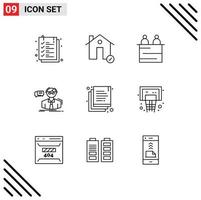 9 Outline concept for Websites Mobile and Apps school scientist house student teamwork Editable Vector Design Elements