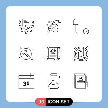 9 Thematic Vector Outlines and Editable Symbols of up left direction mubarak arrow devices Editable Vector Design Elements
