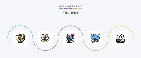 Insurance Line Filled Flat 5 Icon Pack Including insurance. crash. security. accident. storm vector