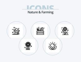 Nature And Farming Line Icon Pack 5 Icon Design. sun. environment. farm. small. farming vector