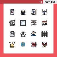 Universal Icon Symbols Group of 16 Modern Flat Color Filled Lines of design lifting configuration weight exercise Editable Creative Vector Design Elements