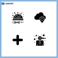 Universal Icon Symbols Group of 4 Modern Solid Glyphs of modest new stitch pin sign Editable Vector Design Elements