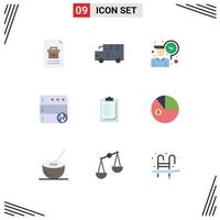 Pictogram Set of 9 Simple Flat Colors of report card sync vehicles server working Editable Vector Design Elements