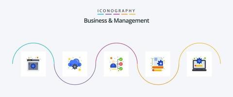 Business And Management Flat 5 Icon Pack Including management system. laptop. briefcase. seo. content vector