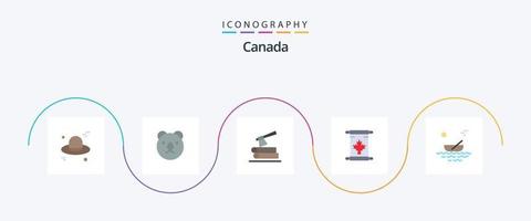 Paquete de 5 iconos planos de canadá que incluye el río. canoas madera. barco. Canadá vector