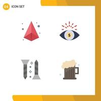 4 User Interface Flat Icon Pack of modern Signs and Symbols of box self fastening printing money eye beer Editable Vector Design Elements