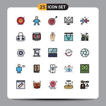 Pictogram Set of 25 Simple Filled line Flat Colors of shrink arrow collection reply email Editable Vector Design Elements