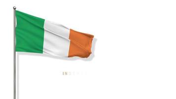 Ireland Flag Waving in The Wind 3D Rendering, Happy Independence Day, National Day, Chroma key Green Screen, Luma Matte Selection of Flag video