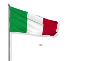 Italian Republic Flag Waving in The Wind 3D Rendering, Happy Independence Day, National Day, Chroma key Green Screen, Luma Matte Selection of Flag video