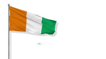 elfenbeinküstenflagge weht im wind 3d-rendering, glücklicher unabhängigkeitstag, nationaltag, chroma-key-grüner bildschirm, luma-matte auswahl der flagge video