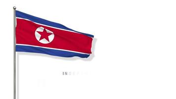 North Korea Flag Waving in The Wind 3D Rendering, Happy Independence Day, National Day, Chroma key Green Screen, Luma Matte Selection of Flag video