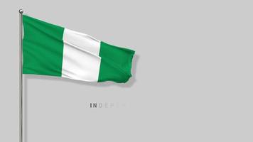 bandera de nigeria ondeando en el viento representación 3d, feliz día de la independencia, día nacional, pantalla verde croma clave, luma mate selección de bandera video