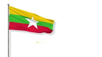 Myanmar vlag golvend in de wind 3d weergave, gelukkig onafhankelijkheid dag, nationaal dag, chroma sleutel groen scherm, luma matte selectie van vlag video