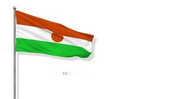 Niger Flag Waving in The Wind 3D Rendering, Happy Independence Day, National Day, Chroma key Green Screen, Luma Matte Selection of Flag video