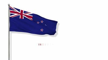 bandeira da nova zelândia balançando ao vento renderização em 3d, feliz dia da independência, dia nacional, tela verde chroma key, seleção luma matte da bandeira video